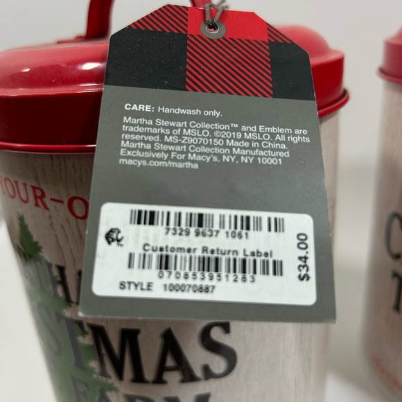 Canister Carbon Steel Martha Stewart The Holiday Collection 5.3”x 9” Set of Two - Picture 4 of 7